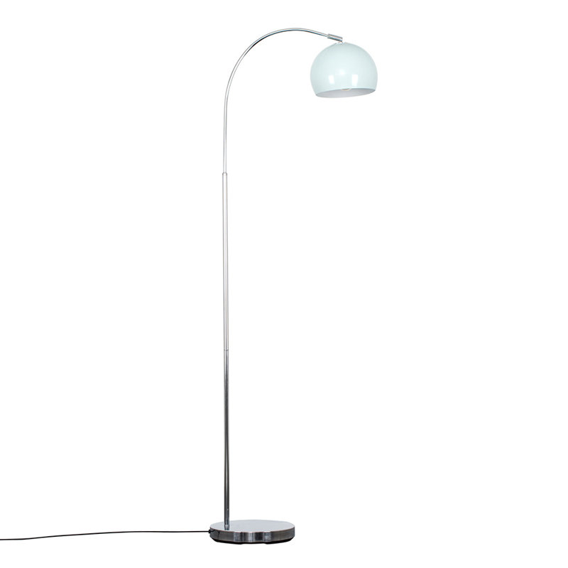 Derosier 152cm Arched Floor Lamp, Chrome, Pale Blue