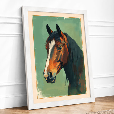 Gentle Horse Portrait Rustic - Framed Print