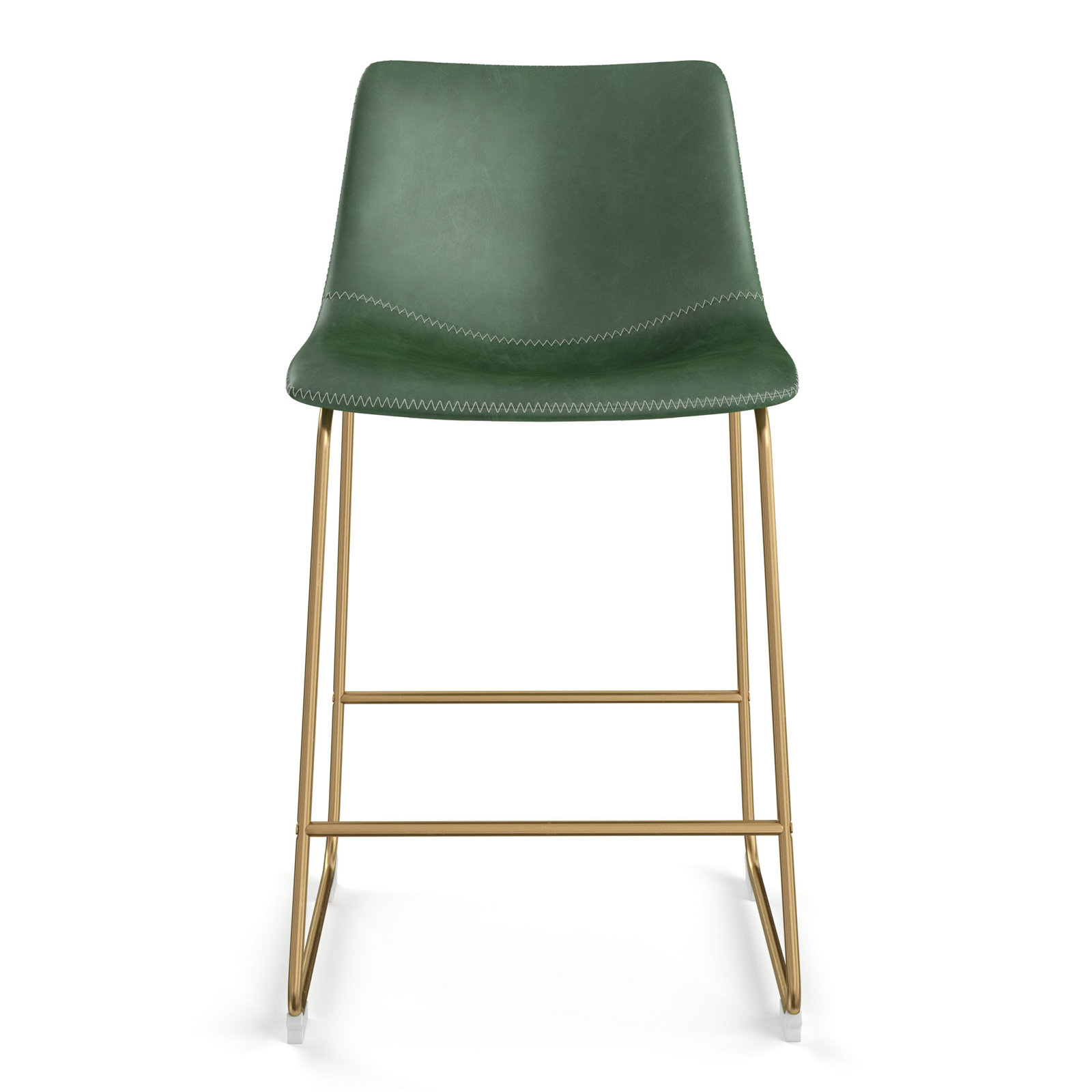Nia Bar and Counter Stool, Counter Stool (24" Seat Height), Green, Gold