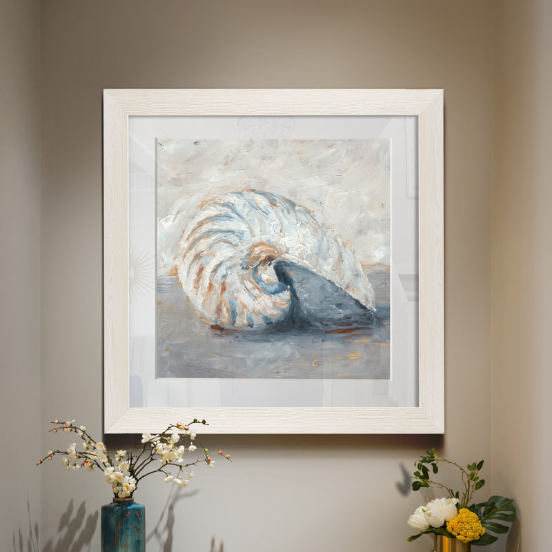 Bleu coquille d’étude I-impression de cadre photo sur papier, H 35,5 po x l 35,5 po x P 1,5 po, Papier encadré blanc