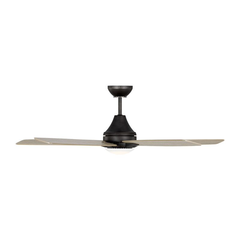 Melva Aged Gray 52'' Solid Wood 5-Blade Ceiling Fan with LED Light and Remote