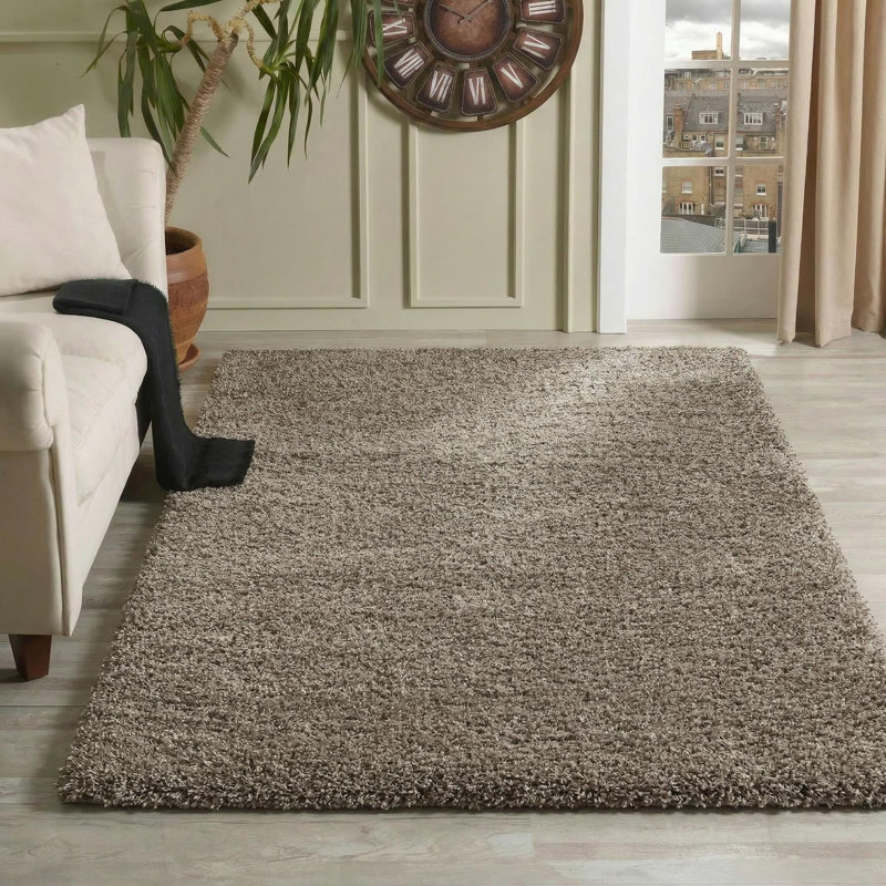 Esterly Light Beige Shaggy Rug, Rectangle 120 x 170cm