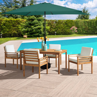6 Piece Set Okemo Table w/4 Chairs 10"" Rectangular Umbrella (Green)