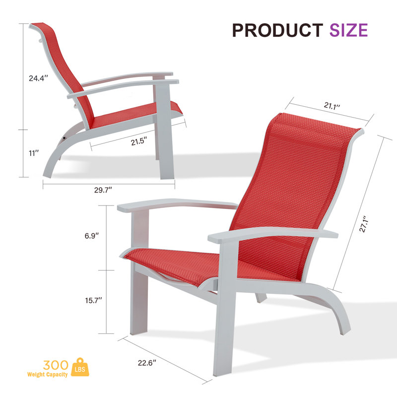 Eillet Outdoor Adirondack Chair, Red, White