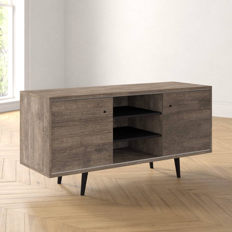Baldomera Unfinished TV Stand for TVs up to 60", Distressed Brown
