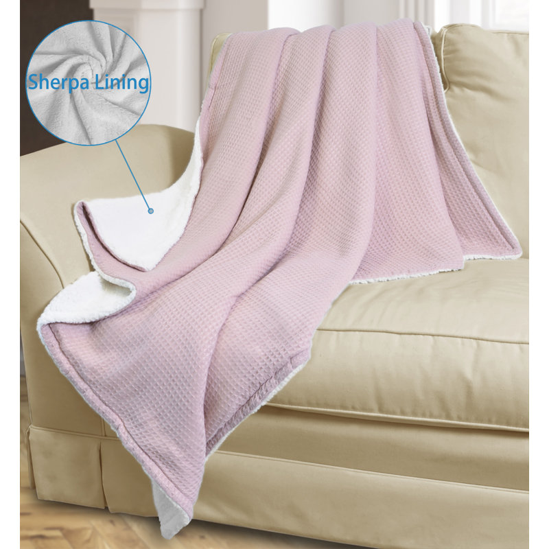Jeté en sherpa super doux réversible et douillet tricoté à motif gaufré pour lit de canapé 50 "x 60" par Catalonia, null