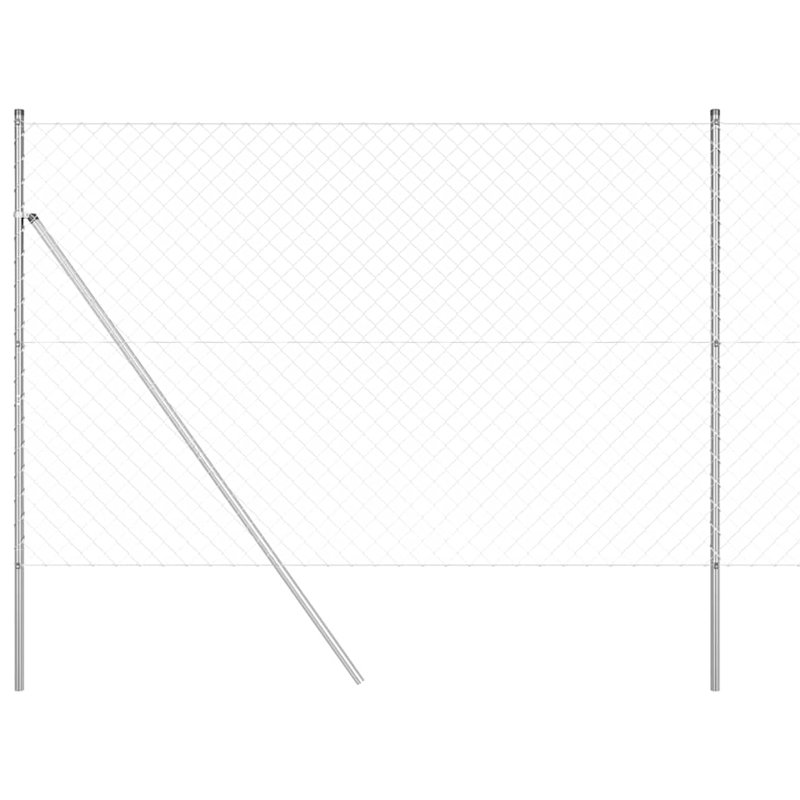 Vidaxl Chain Link Fence With Posts Steel, Silver, 160cm H x 1000cm W x 3.2cm D