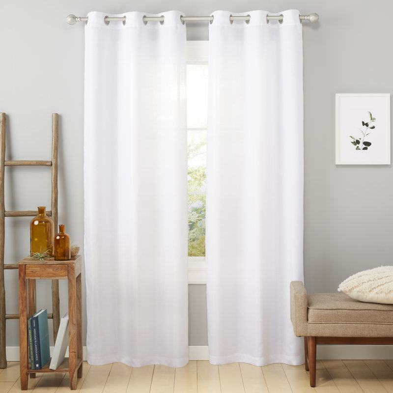 Ladner Light Filtering Grommet Top Curtain Panel Pair, 38" W x 84" H, White