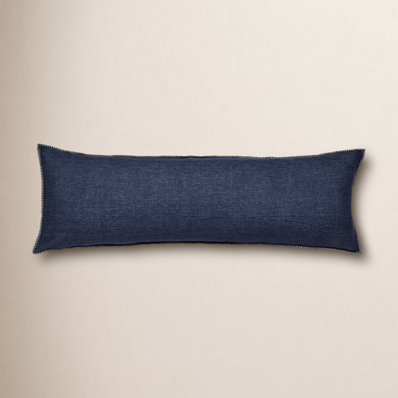 Brody Linen Reversible Throw Pillow, Indigo