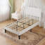 Ensemble de 2 cadres de lit Candelaria, ensemble de 2 cadres de lit plateforme tapissiers simples avec têtes de lit capitonnées réglables, lit simple en tissu de lin avec capitonnage à boutons, aucun sommier nécessaire, ensemble de mobilier de chambre à coucher moderne-994737736