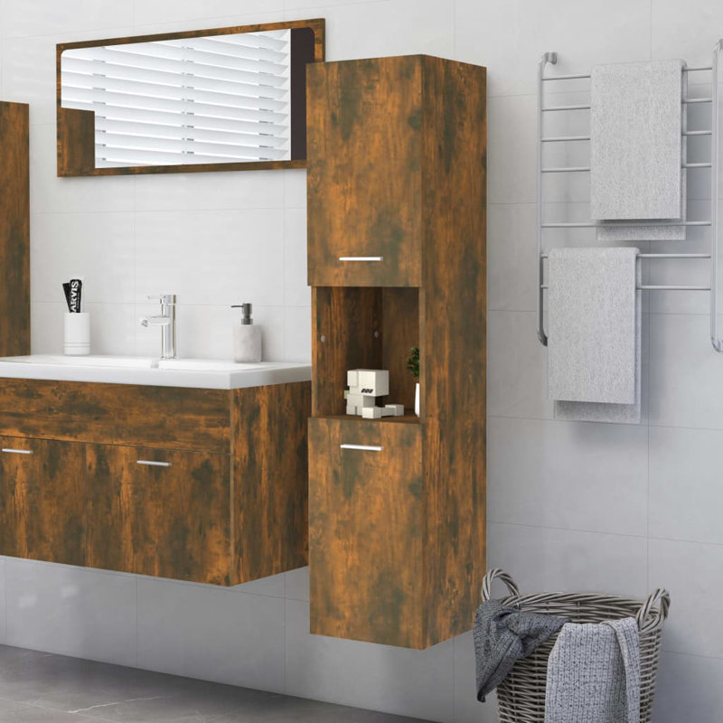 Humayd Linen Cabinet, Smoked Oak