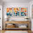 Abstract Vibrant Color Blocks "Contemporary Bold Orange Blue Abstract Artwork, Mid Century Modern Boho Pictures, 3 Pieces Canvas Giclee Digital Print Wall Art"  -100707257-100707258