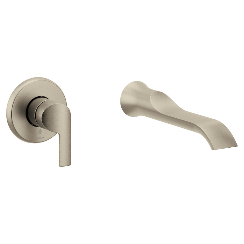 Doux Single Handle Wall Mount Tub Filler High Flow Tub Faucet With 10" Spout Reach, Brushed Nickel
