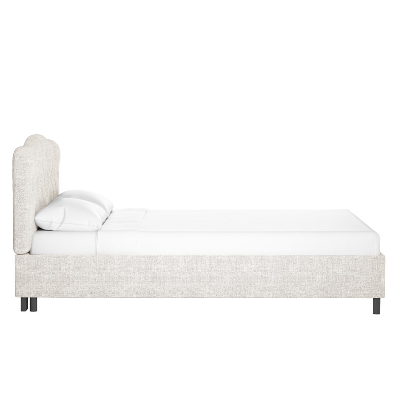 Pires Upholstered Platform Bed, Queen, Zuma White Textured Linen