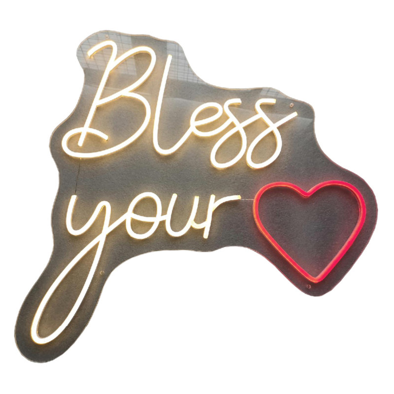 Enseigne néon Bless Your Heart - 23 po x 24 po