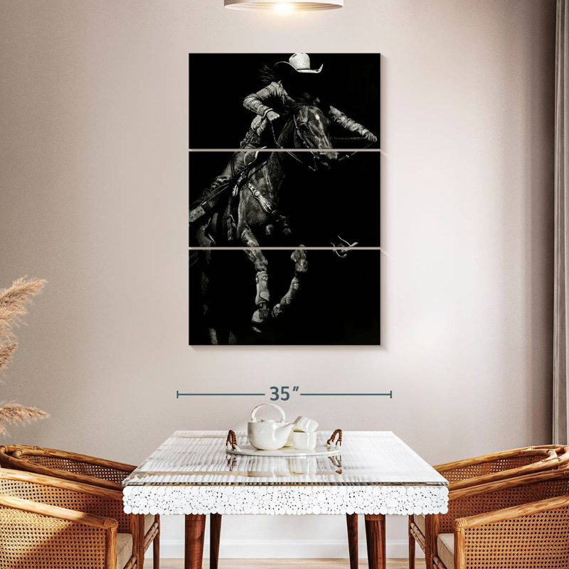 Lelar Scratchboard Rodeo IV, 57" H x 36" W