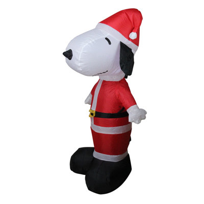 42" Red and White Inflatable Peanuts LED Light Snoopy Santa Claus Christmas Outdoor Decor