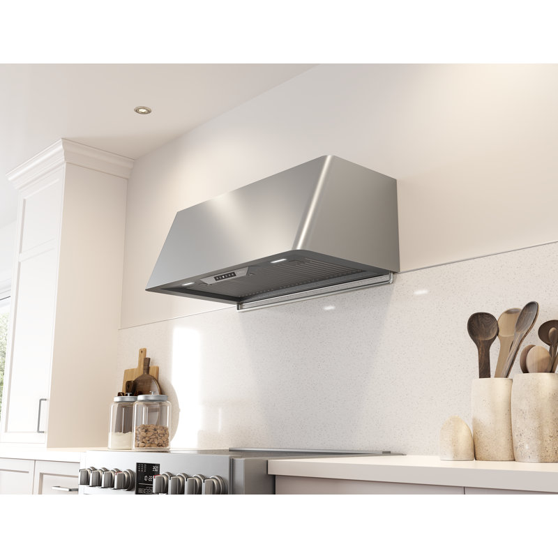Hotte murale avec lumières DEL Zephyr Mesa, Acier Inoxydable