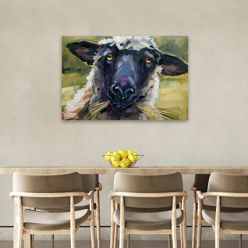 «Bless Ewe», art de moutons fantaisiste, H 24 po x l 36 po