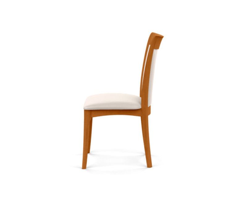 Morgan Leather Dining Chair, Natural Cherry, White