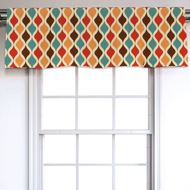 Sateen Geometric Ruffled Window Valance