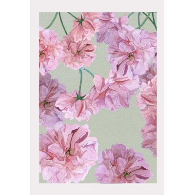 Fleurs de cerisier Ichiyo sur vert pâle - sans cadre