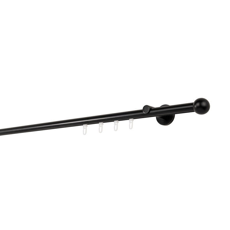 Curtain rod made to measure, inner barrel, 20mm ball, 2cm H x 260cm W x 6.5cm D, Black