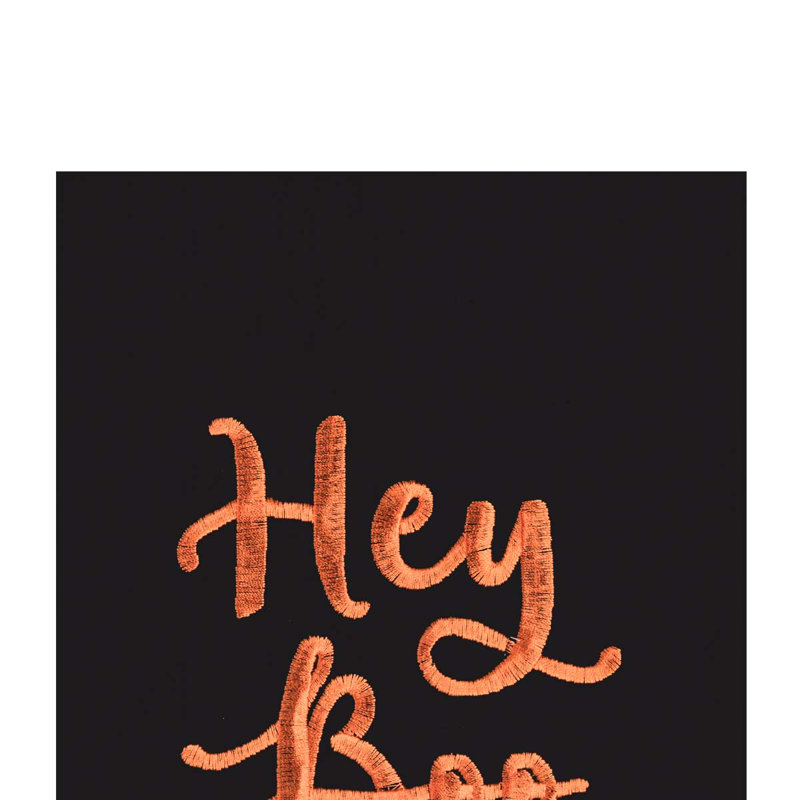 Torchon Halloween 100% coton brodé "Hey Boo" Halloween
