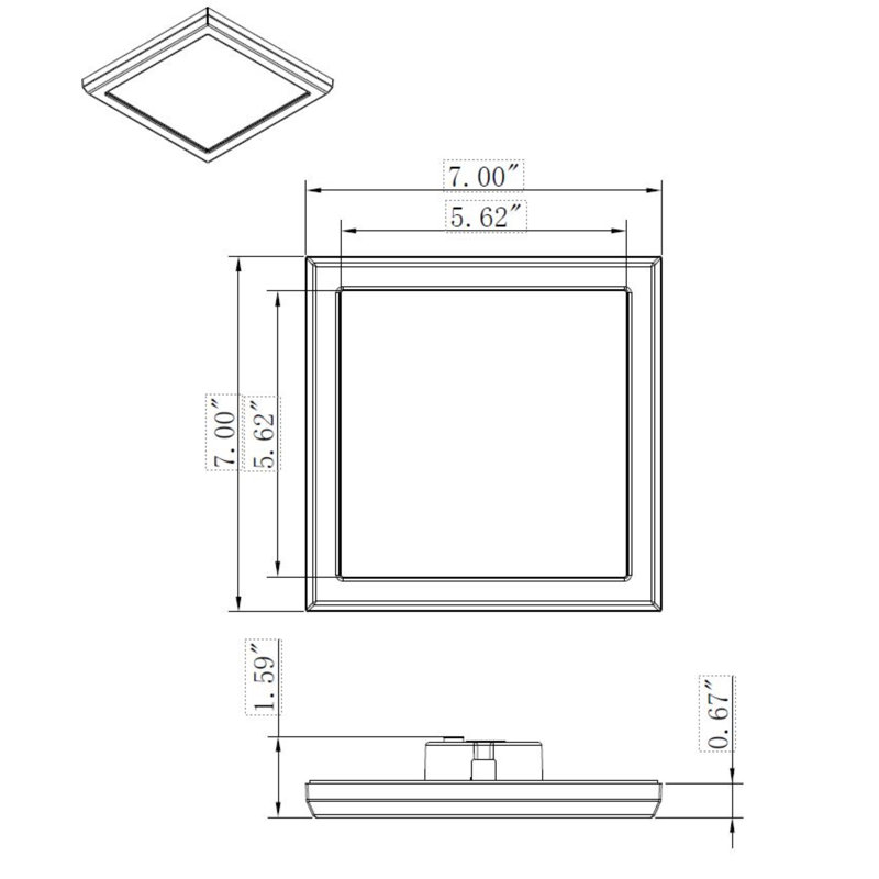 White Aluminum 7" Square Flush Mount LED Light