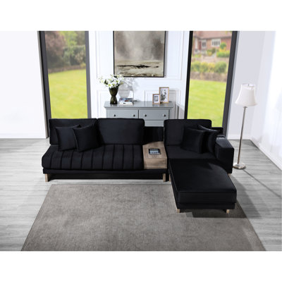 Canapé modulaire de luxe avec boîte de rangement et revêtement en velours réversible, rangement, chargement