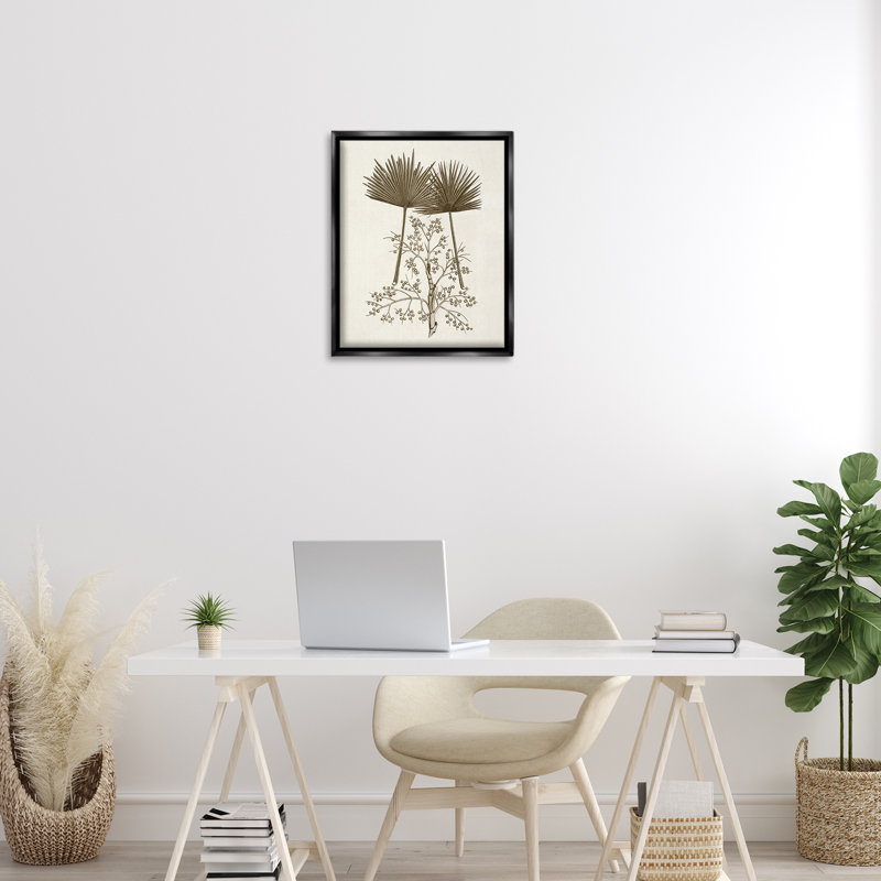 Cadre flottant Palm Leaf & Olive Branches, design par Phillipa Katz, Cadre flottant noir de jais, H 21 po x l 17 po