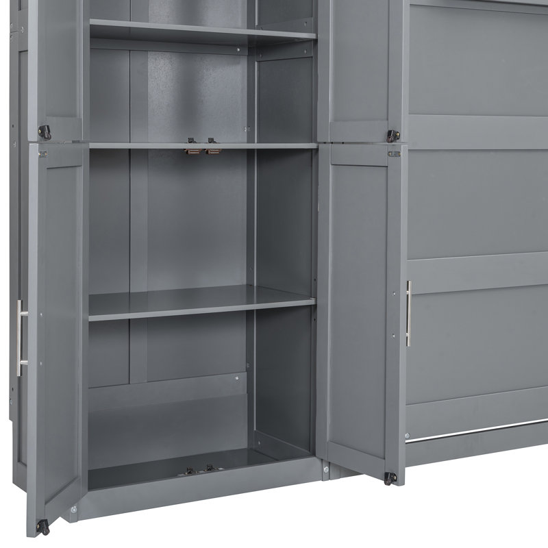 Lit avec rangement pour grand lit en gris - Taille épurée et fonctionnelle pour désencombrer votre espace de vie, Gris