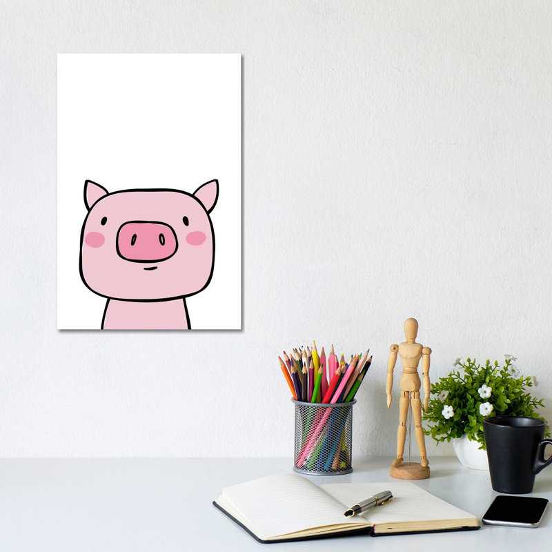 Pig Pink by Pixy Paper - Wrapped Canvas Painting, 20.32 cm H x 30.48 cm W