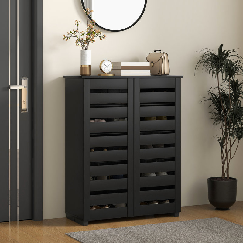 15 Pair Shoe Storage Cabinet, Black