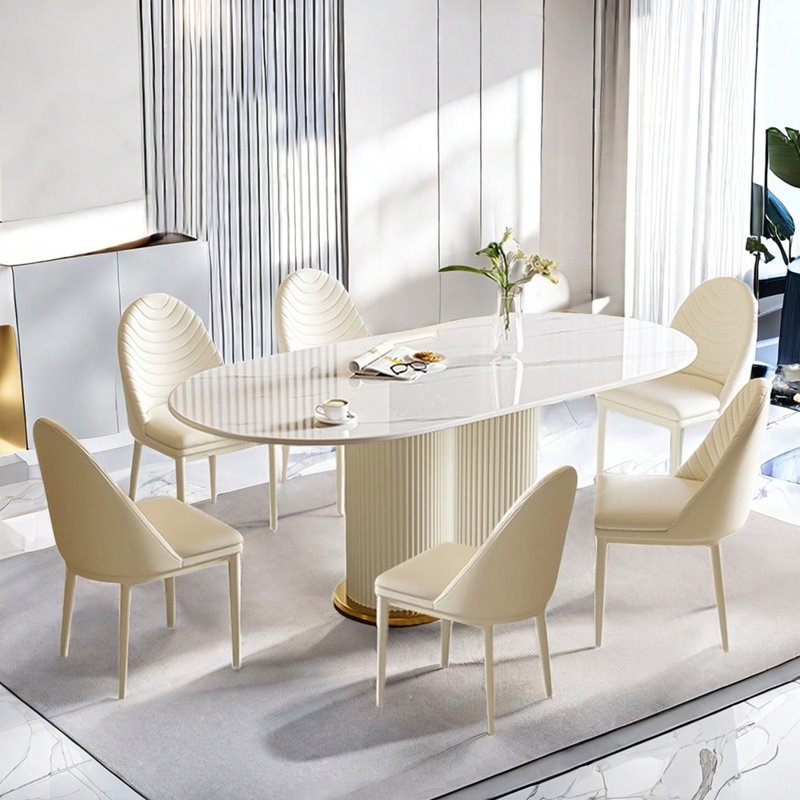 Ensembles de table de salle à manger ovales simples et luxueux, H 29,5 po x L 63 po x l 35,4 po