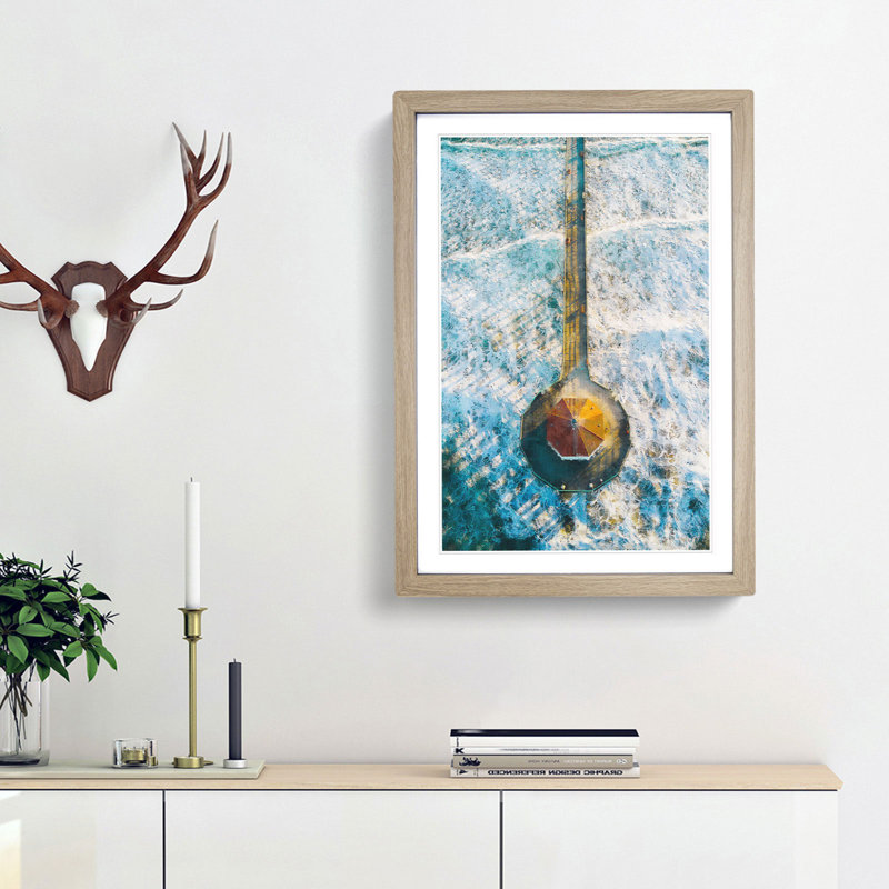 Manhattan Beach - Picture Frame Painting Print, 45cm H x 33cm W x 2cm D, Oak Framed