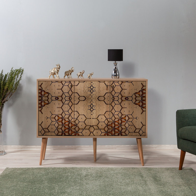 Galilea Modern Console Table with Multi-Shelf Storage, Sonoma Oak Finish, 47.2 x 35.4 x 14.2 inches | 100% Melamine Coated Particle Board, Hornbeam Legs, UV Coating, Wall-Mountable | Perfect for Home Office & Living Room