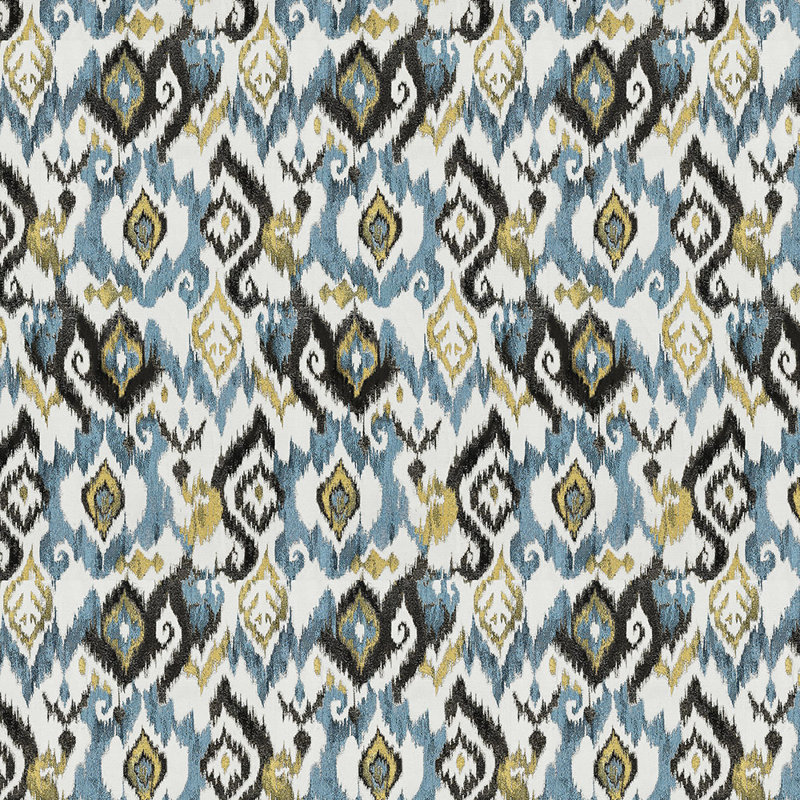 Tissu jacquard Abbeyshea Lawson, Noir / bleu / beige