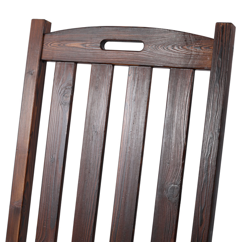 Brown Oversized Wooden Porch Rocker Chair - Wide Seat, High Back, Brown