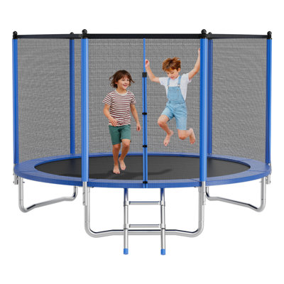 Trampoline d'extérieur de 10 pi avec enceinte sécuritaire, certifié ASTM, conception durable, limite de poids de 330 lb, trampoline récréatif résistant à la rouille pour le plaisir dans la cour