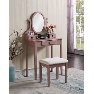 Wood Moniya Makeup Vanity Table And Stool Set