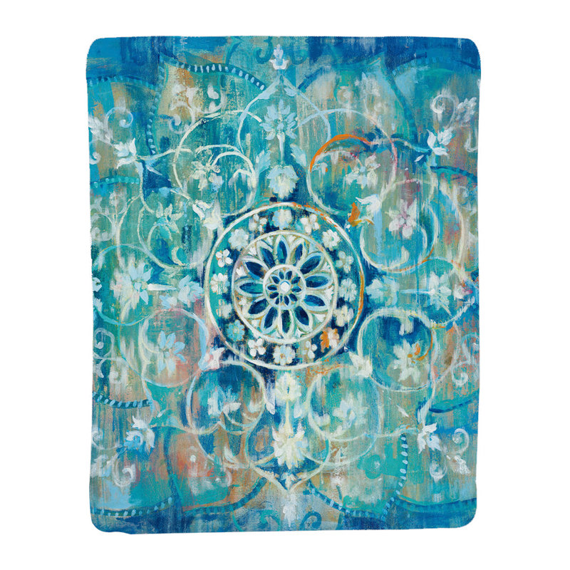 Laural Home Blue Mandala Sherpa Throw Blanket