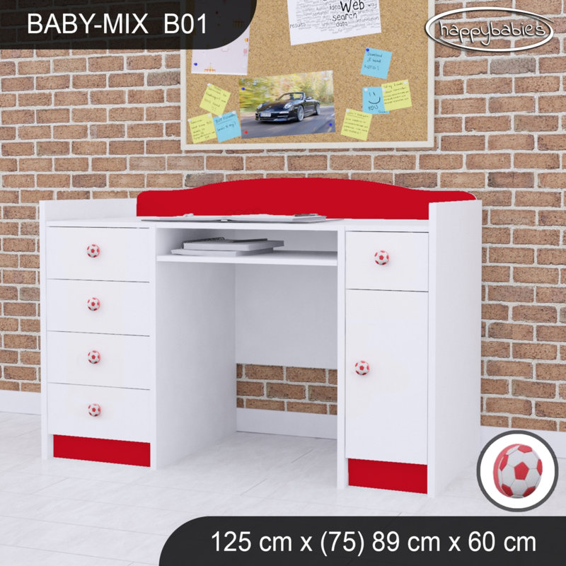 125cm Computer Desk, Red