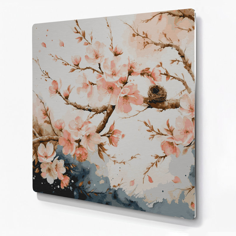 Art mural botanique beige coing en fleurs Botanical, H 144 po x l 144 po x P 0,05 po