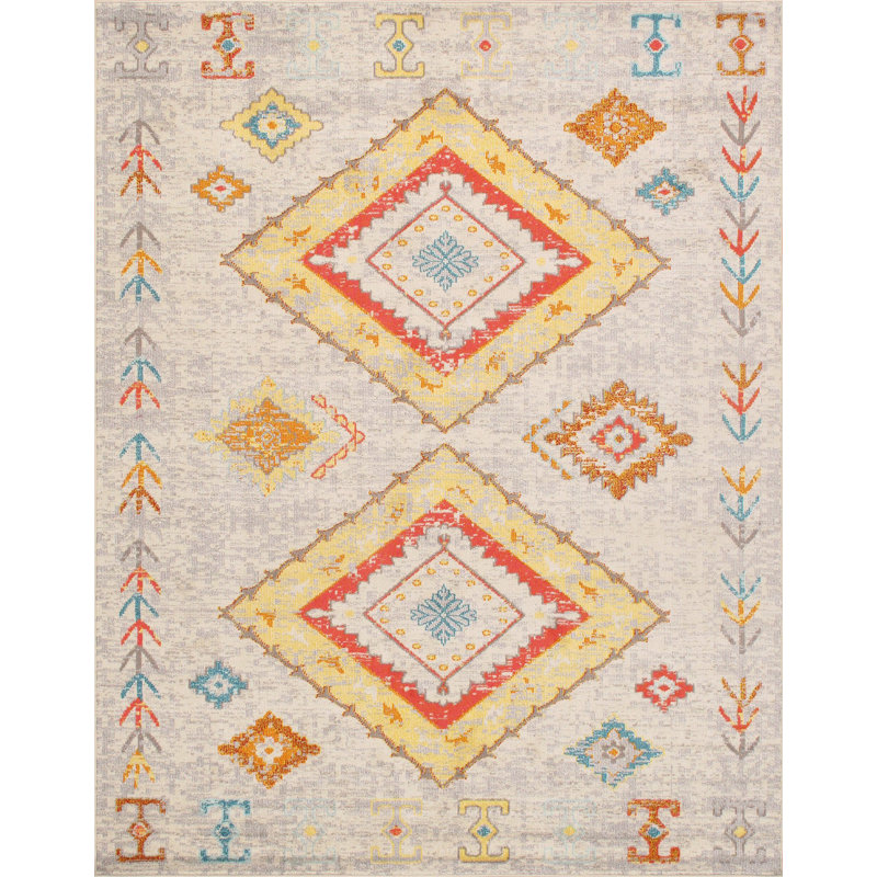 Tapis beige / jaune / rouge Aldora Southwestern, Rectangle 8 pi x 10 pi