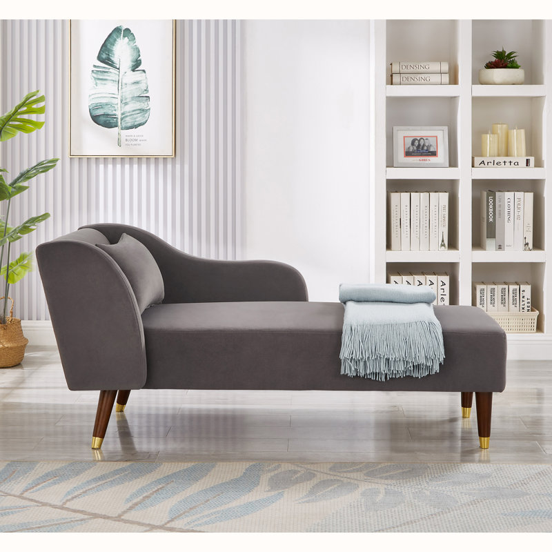 Chaise longue en velours, Velours gris