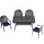 Mobilier d'extérieur en fonte d'aluminium avec table rectangulaire et coussins - Noir