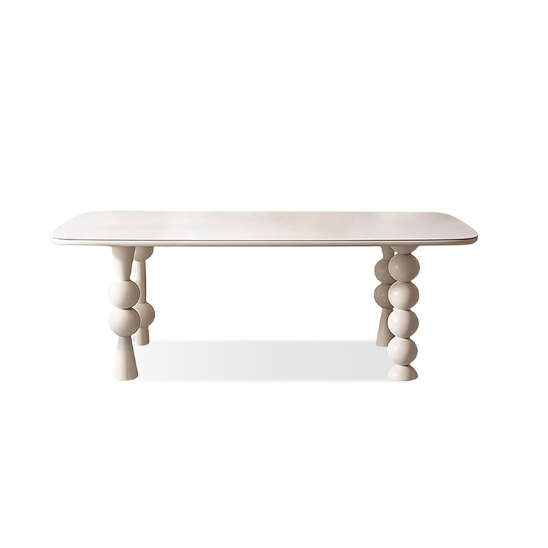 Modern White Rectangular Sintered Stone tabletop Dining Table, 29.53"H x 55.12"L x 31.50"W