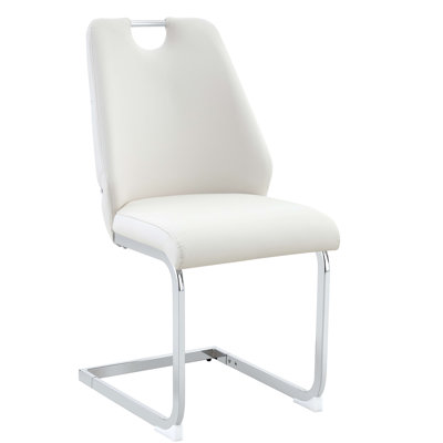 Ensemble de 4 chaises de salle à manger en similicuir avec texture en maille dorée, anneau arrière argenté et poignée chromée, chaise de salle à manger rembourrée à dossier haut (ensemble de 4)