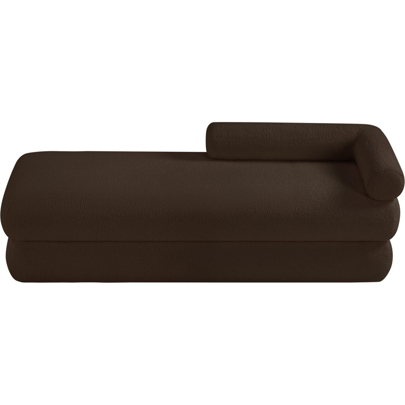 Banc rembourré en tissu Kennedy Eilynn Teddy, Tissu brun en fausse peau de mouton